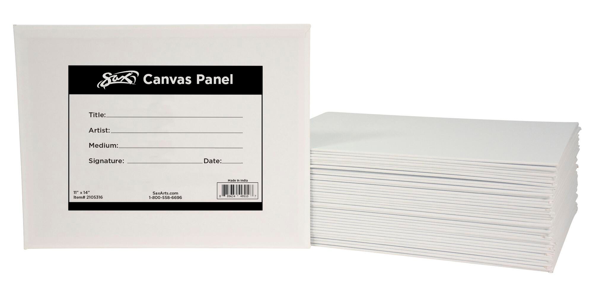 Sax Genuine Canvas Panels, 11 x 14 Inches, White, Pack of 36 2105316